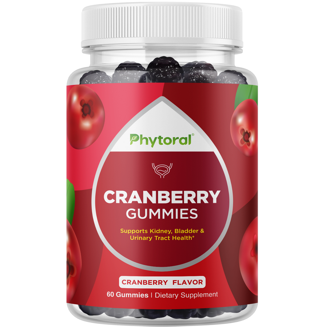 Cranberry Gummies 1000mg per serving - 60 Gummies - Phytoral Vitamin Gummies